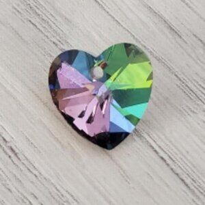 BOGO FACETED MULTI COLORED TITANIUM CRYSTAL HEART PENDANT
